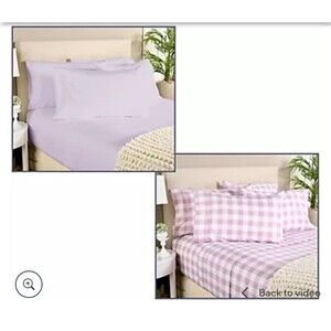 Home Reflections 2pk Double Brushed Sheet Sets with Extra Cases Sz Full Lilac